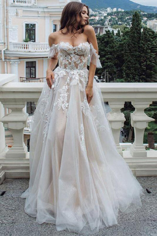 Sweetheart off the shoulder wedding dress on sale