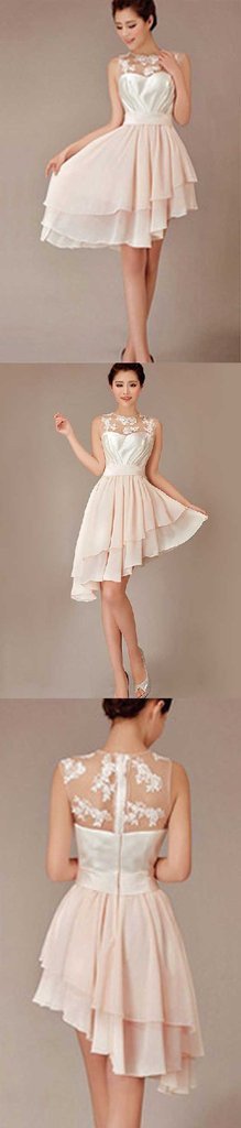 Cheap Blush Pink Short High-Low Knee-Length Wedding Party Dress, Bridesmaid Dresses, MB107 Musebridals Cheap Blush Pink Short High-Low Knee-Length Wedding Party Dress, Bridesmaid Dresses, MB107 Musebridals