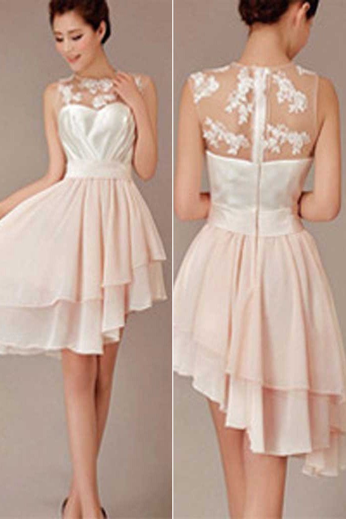Cheap Blush Pink Short High-Low Knee-Length Wedding Party Dress, Bridesmaid Dresses, MB107 Cheap Blush Pink Short High-Low Knee-Length Wedding Party Dress, Bridesmaid Dresses, MB107