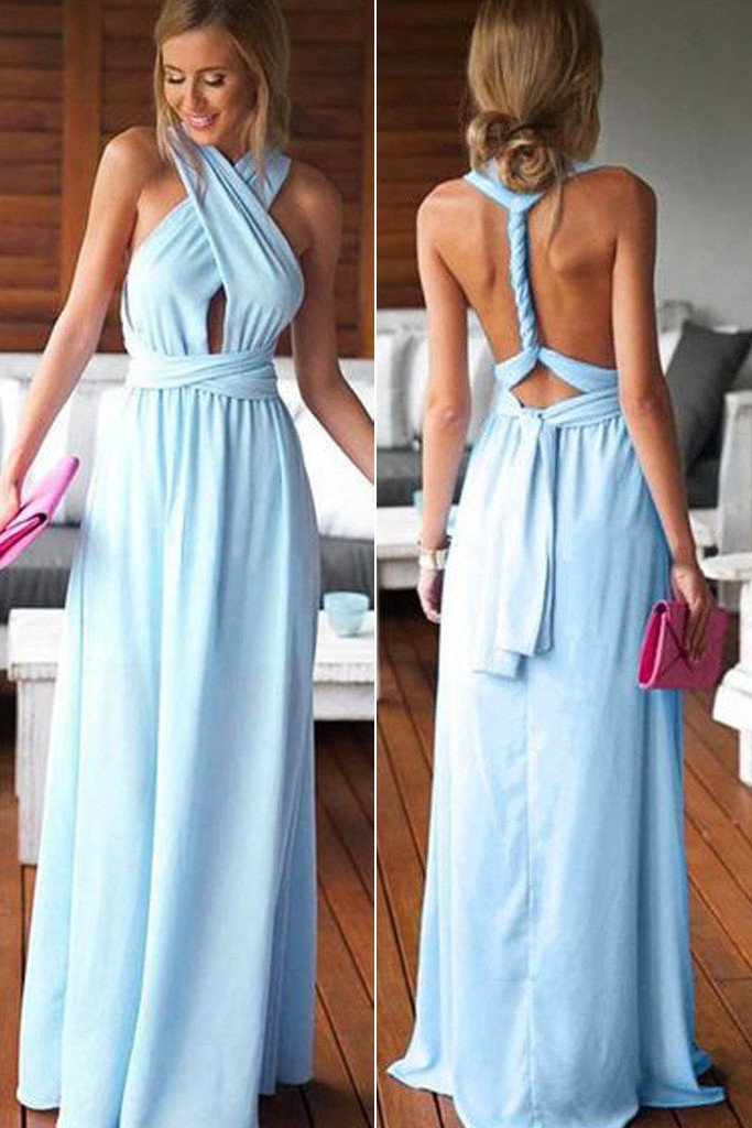 Simple Convertible Summer Beach Wedding Party Dress, Blue Long Bridesmaid Dresses, MB110 Simple Convertible Summer Beach Wedding Party Dress, Blue Long Bridesmaid Dresses, MB110