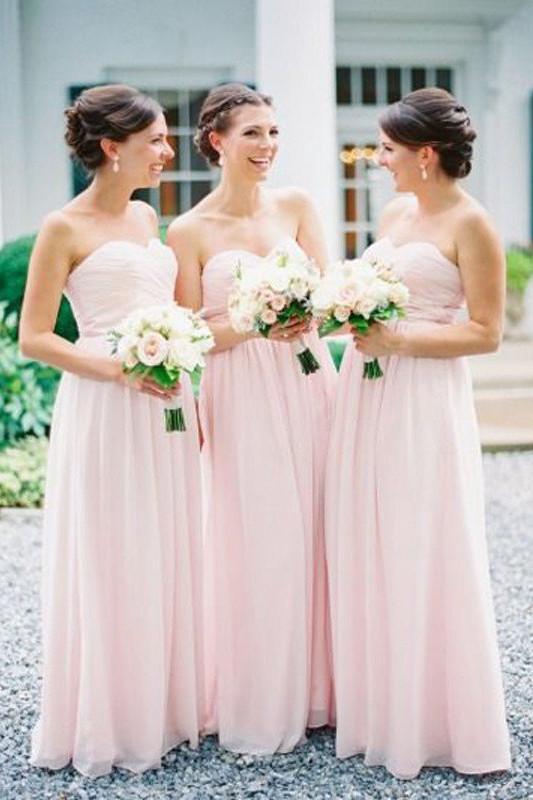 Chiffon Light Pink Sweetheart Long Bridesmaid Dresses, Wedding Party Dress, MB127 Chiffon Light Pink Sweetheart Long Bridesmaid Dresses, Wedding Party Dress, MB127