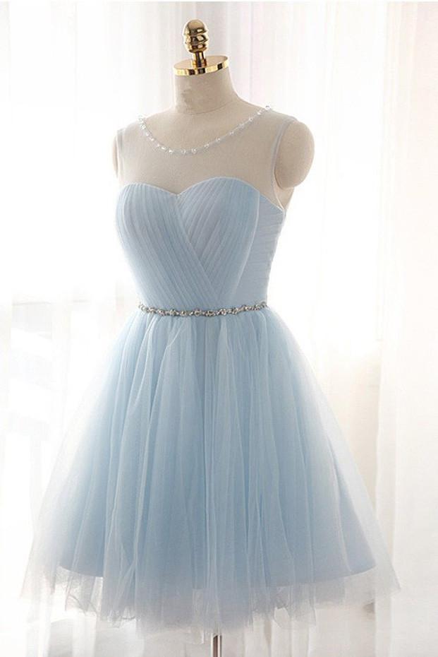 Charming Light Blue Tulle Short Prom Dresses, A-line Homecoming Dresses, MH361 Musebridals Charming Light Blue Tulle Short Prom Dresses, A-line Homecoming Dresses, MH361 Musebridals