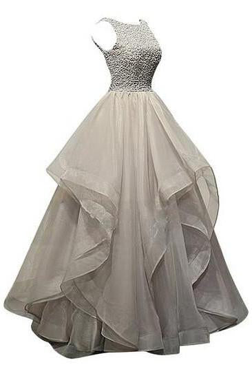 Burgundy Charming Beaded A-Line Long Prom Dresses, Fashion Evening Dress, MP163 at musebridals.com