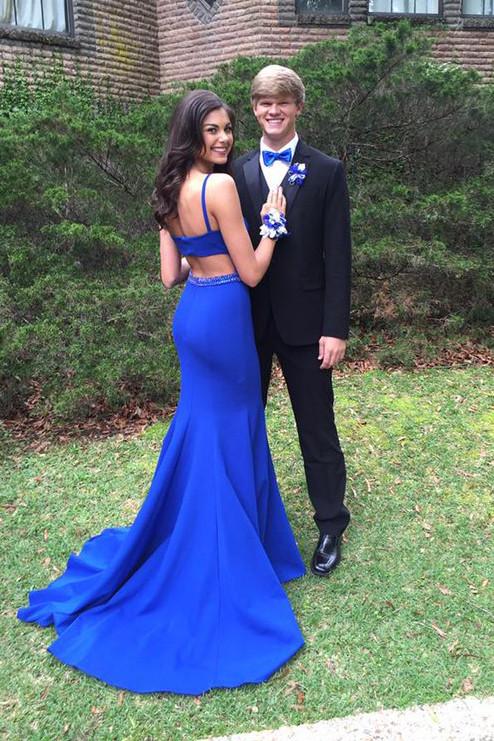 Royal Blue Mermaid Open Back Beaded Prom Dresses with Sweep Train, MP369 Musebridals Royal Blue Mermaid Open Back Beaded Prom Dresses with Sweep Train, MP369 Musebridals