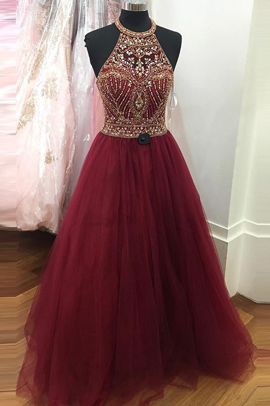 Burgundy Ball Gown Long Prom Dresses, Evening Dress, Red Prom Dresses, Formal Dress, MP154