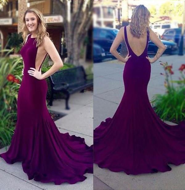 Burgundy Backless Mermaid Long Prom Dress Formal prom Dresses Evening Dress MP148