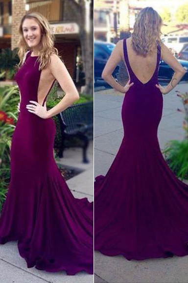 Burgundy Backless Mermaid Long Prom Dress, Formal prom Dresses, Evening Dress, MP148