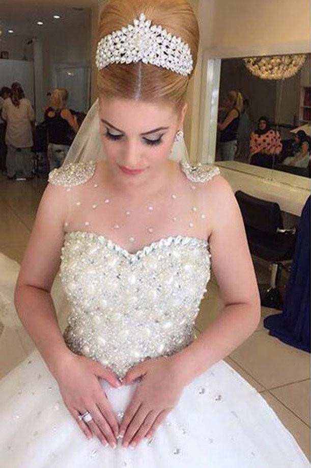 Fabulous Tulle Wedding Dresses with Luxury Rhinestone Illusion Beading, MW207 Fabulous Tulle Wedding Dresses with Luxury Rhinestone Illusion Beading, MW207