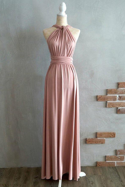 Blush Spandex A-line Criss-Cross Bridesmaid Dress MBD241 | Musebridals
