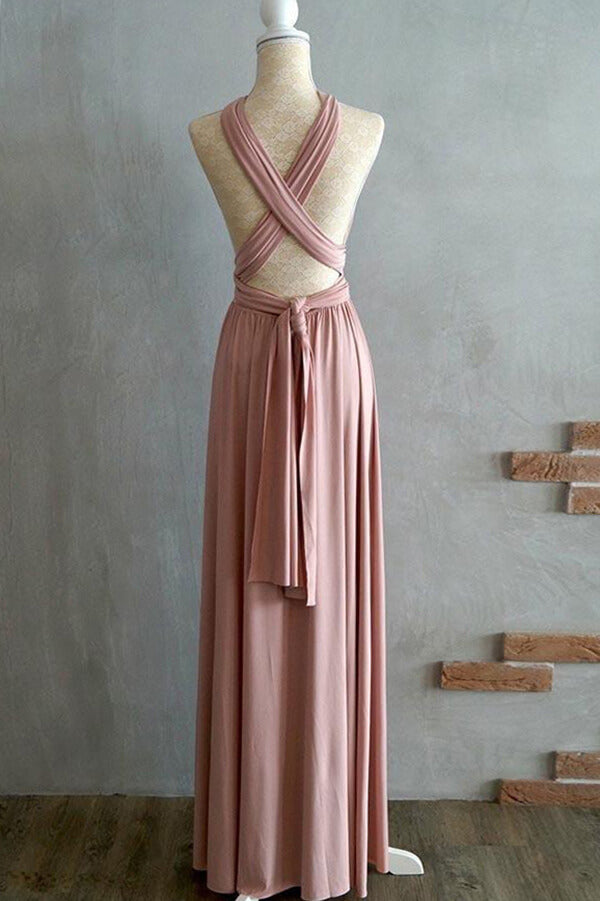 Blush Spandex A-line Criss-Cross Bridesmaid Dress MBD241