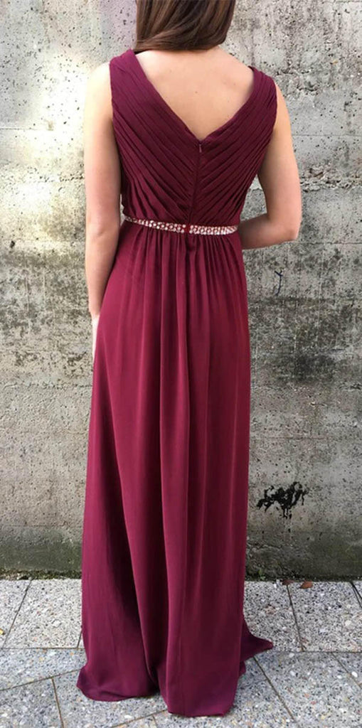 Burgundy Chiffon A-line V-neck Bridesmaid Dresses MBD244 | Musebridals Burgundy Chiffon A-line V-neck Bridesmaid Dresses MBD244 | Musebridals