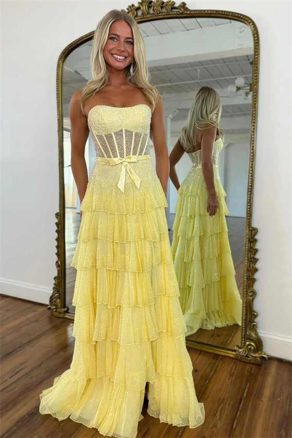Sparkly Light Blue Chiffon A Line Prom Dress, MP1101