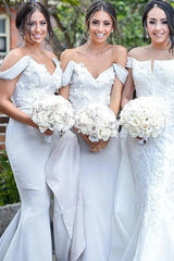 Gray Mermaid Lace Appliques Bridesmaid Dress, MBD210