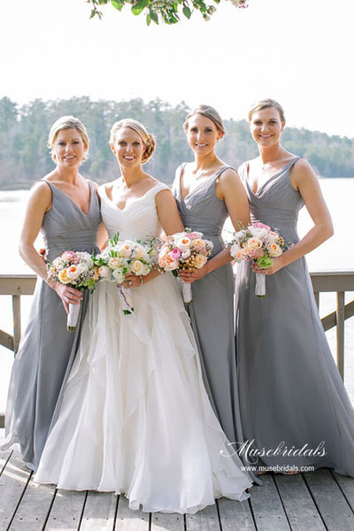 Grey Chiffon Classic A-line Bridesmaid Dresses, Maid Of Honor Dresses, MBD237 Grey Chiffon Classic A-line Bridesmaid Dresses, Maid Of Honor Dresses, MBD237