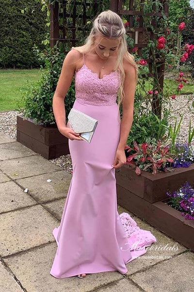 lavender mermaid bridesmaid dresses Lavender Mermaid Lace Long Bridesmaid Dresses, MBD223