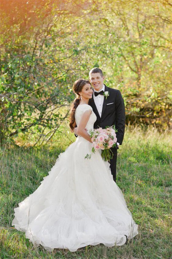 Organza Tiered Lace Country Wedding Dresses, MW1272