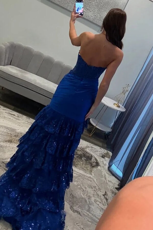 red and blue prom dress Royal Blue Red Long Prom Dress with Leg slit, Red Blue Long Formal Gra jbydress