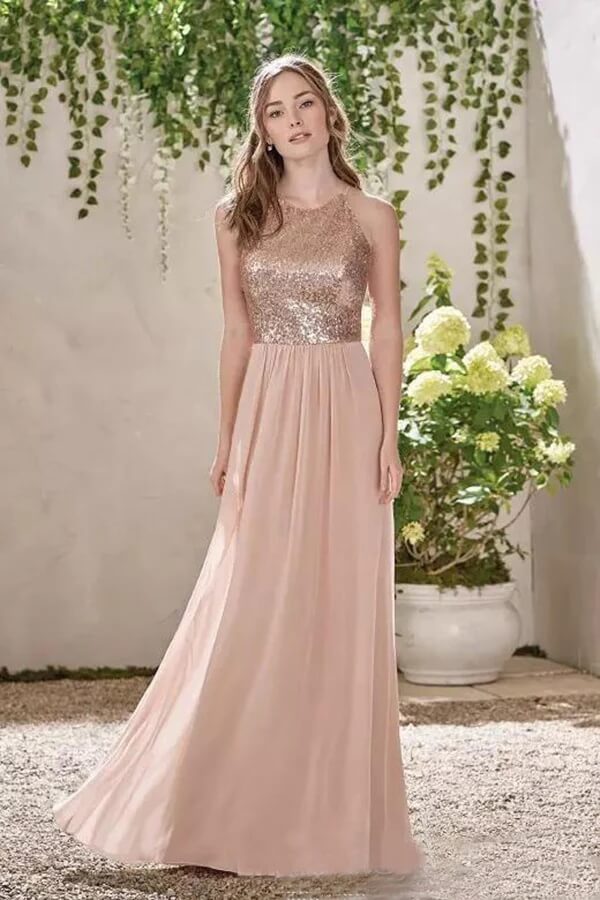 bridesmaid dresses in rose gold Mix And Match Sequin Mermaid Modest Glitter Sequin Dresses Mix Rose Gold Chiffon Sequins Bridesmaid