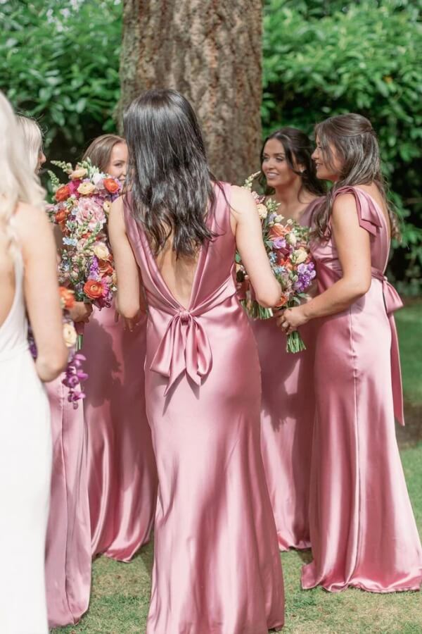 sage green and pink bridesmaid dresses Flower Mercury Color Bridesmaids Dresses LaFLeur Magazine