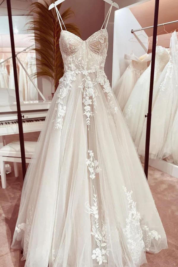 Tulle A-line Sweetheart Wedding Dress With Lace, MW948