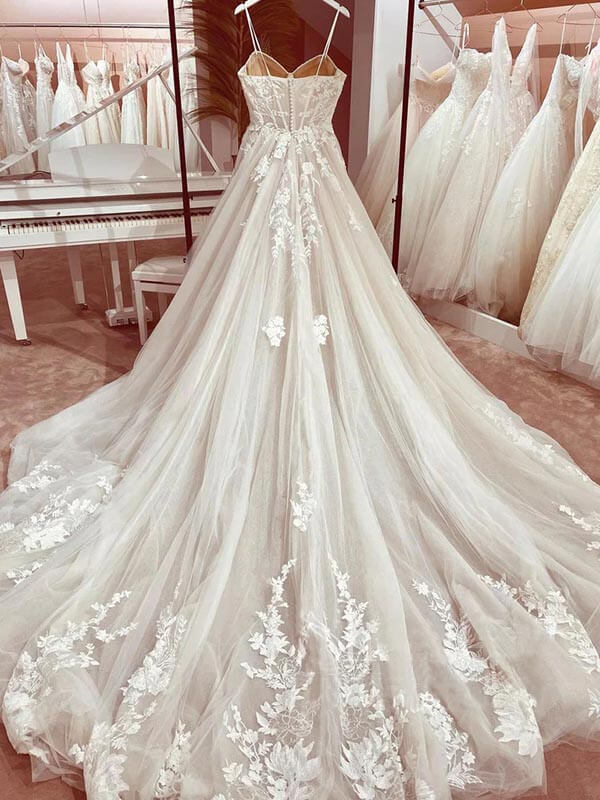 Tulle A-line Sweetheart Wedding Dress With Lace, MW948
