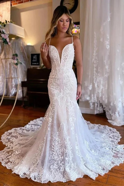 lace wedding dress size 10 Davinci Bridal 50927 Size 10 Ivory Lace V Neck Wedding Dress Tulle Overskirt Bridal Gown