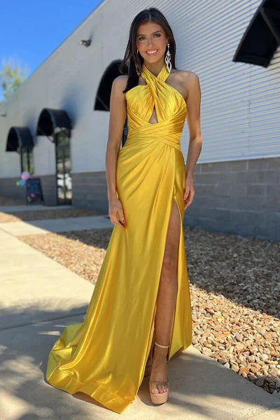 files/YellowSatinRuchedSheathHalterPromDressesWithSlit_PartyDress_MP1124_2.jpg