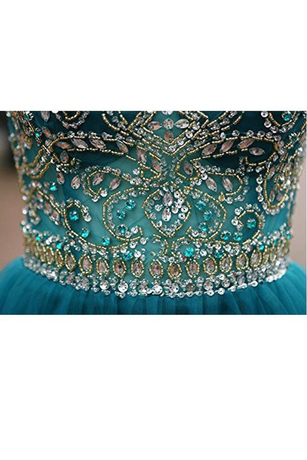 Green Beaded Tulle Scoop Neckline A Line Homecoming Dresses for Girls, MH331 Musebridals Green Beaded Tulle Scoop Neckline A Line Homecoming Dresses for Girls, MH331 Musebridals