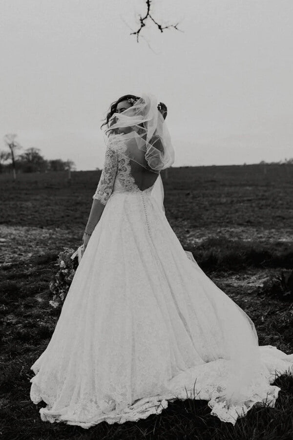 Backless wedding dresses | wedding dresses cheap | lace wedding gown | bridal outfit | musebridals.com