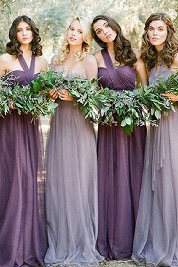 Cheap Tulle A-line Charming Bridesmaid Dresses,Long Wedding Party Dresses, MB119