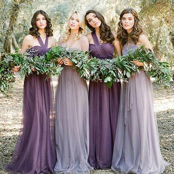 Cheap Tulle A-line Charming Bridesmaid Dresses,Long Wedding Party Dresses, MB119 at musebridals.com