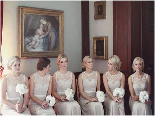 Chiffon Lace A-line Scoop Neck Ribbons Open Back Long Bridesmaid Dresses, MB166|musebridals.com