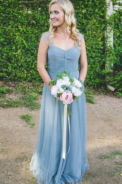 Lapis Blue Bridesmaid Lapis Bridesmaid Dress Dusty Blue Tulle Floor-Length Bridesmaid  Dresses, MBD151