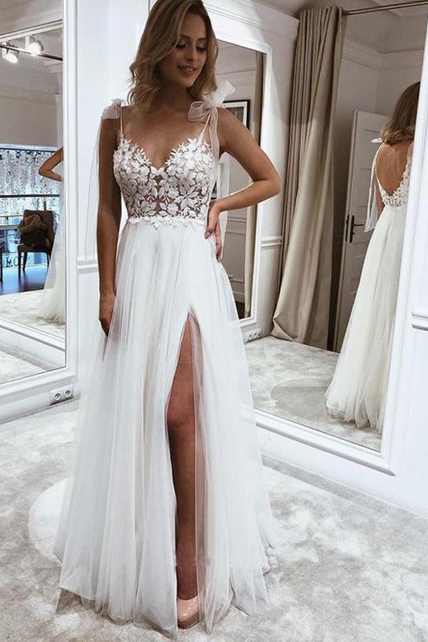 Beautiful Lace A-line Spaghetti Straps Wedding Dresses, Bridal Gown, MW576 | wedding dresses | cheap lace wedding dresses | bridal gowns | www.musebridals.com