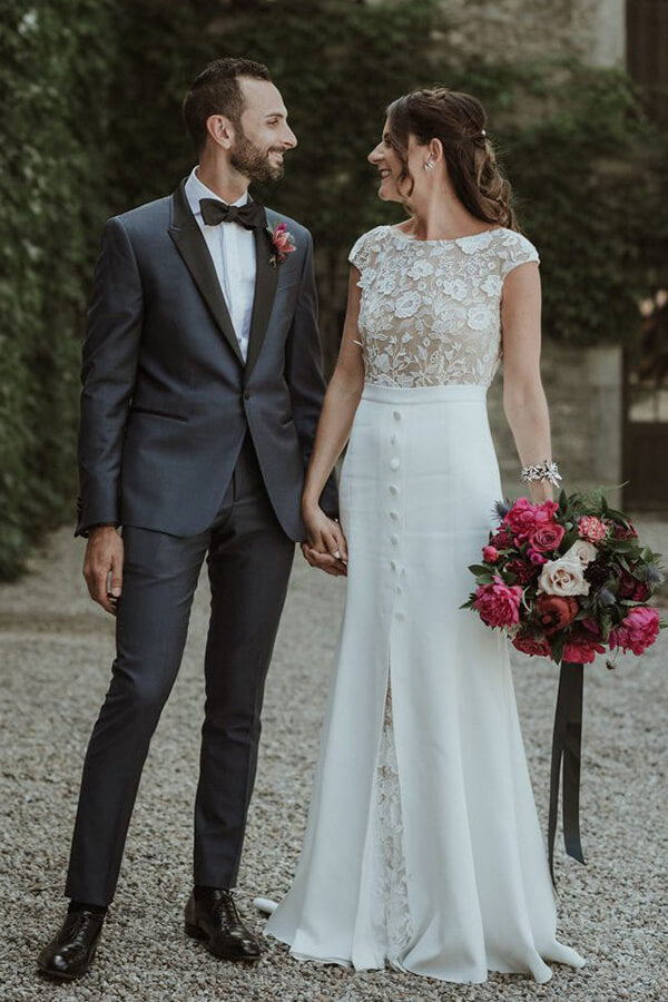 Cap sleeve sheath wedding dress 60 photos - Astyledwedding.com