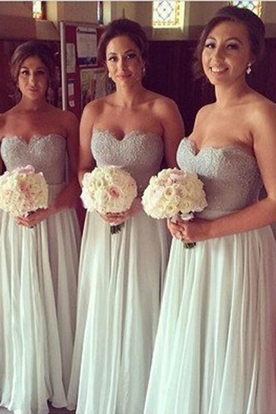 Gray A-line Lace Mismatched Long Bridesmaid Dress, Wedding Party Dresses, MB157 Gray A-line Lace Mismatched Long Bridesmaid Dress, Wedding Party Dresses, MB157