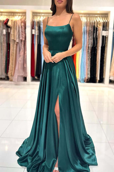 green party dress with sleeves Zapakasa Women Dark Green Velvet Mermaid Long Sleeves Holiday Party Dress  with Slit Square Neck Ruched Formal Dress