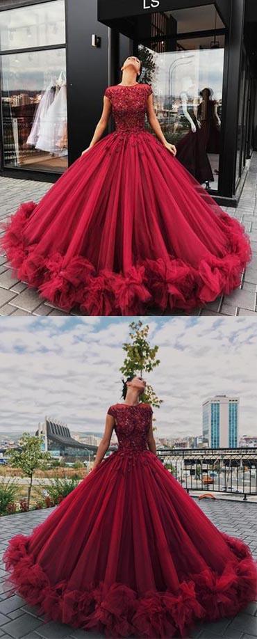 Amazon.com: Ball Gown Wedding Dresses Off The Shoulder with Sleeves Adult  Glitter Tulle Gothic Boho Mexican Style XV Formal Prom Cocktail Quinceanera  Dress Red and Gold 0: Clothing, Shoes & Jewelry