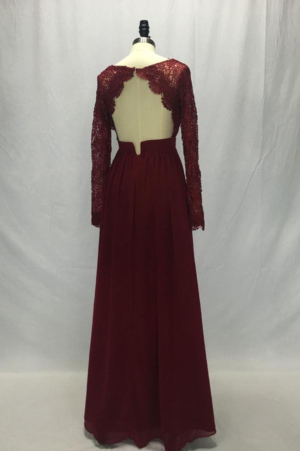 Burgundy Fashion V neck Long Sleeves Bridesmaid Dresses, Wedding Party Dress, MB111 Musebridals Burgundy Fashion V neck Long Sleeves Bridesmaid Dresses, Wedding Party Dress, MB111 Musebridals