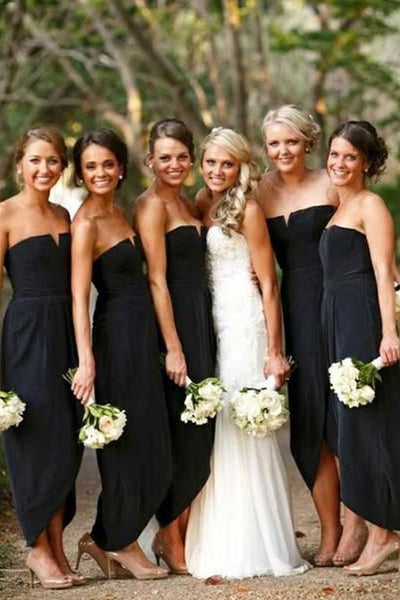 Simple Off The Shoulder Short Black Cheap Bridesmaid Dresses