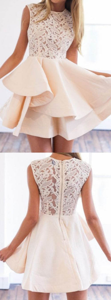 junior cute dresses Short Blush Pink Lace Top Cute Junior Homecoming Dresses,MH435