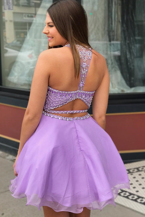 Musebridals.com offer Cheap Short Beadings Purple A-line Homecoming Dresses,MH443
