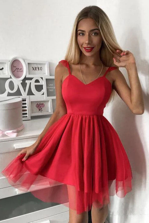 Spaghetti Strap Red Short Prom Dress Mini Homecoming Dress,MH465 Spaghetti Strap Red Short Prom Dress Mini Homecoming Dress,MH465
