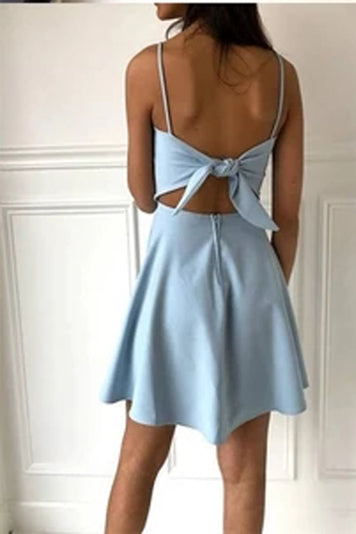 Musebridals.com offer Cheap Spghetti Strap Simple Light Blue A-Line Short Homecoming Dress,MH484