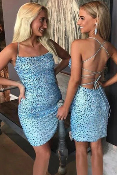 Charming Spaghetti Straps Crisscross Back Beading Mermaid Homecoming Dresses,MH485 Musebridals Charming Spaghetti Straps Crisscross Back Beading Mermaid Homecoming Dresses,MH485 Musebridals