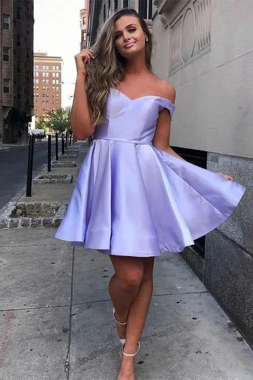 Simple Off the Shoulder Homecoming Dresses Cheap Lace up Homecoming Dress,MH497