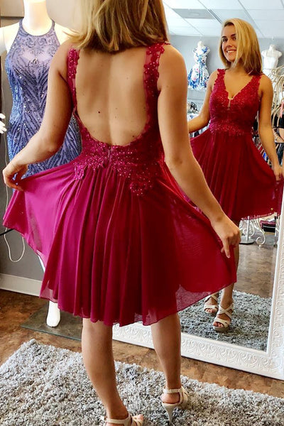 V-neck Homecoming Dress,Custom Made Hoco Dresses, Short Prom Dress,MH501|musebridals.com