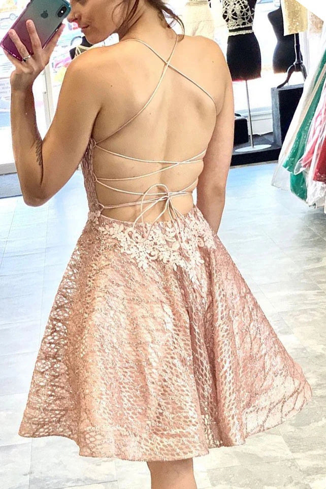 A-line Homecoming Dress With Criss Cross Back,MH515 | Musebridals A-line Homecoming Dress With Criss Cross Back,MH515 | Musebridals