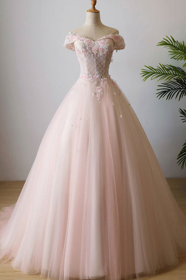 Beautiful Ball Gown Sweep Train Pearl Pink Prom Dress/Evening Dress,MP436 at musebridals.com