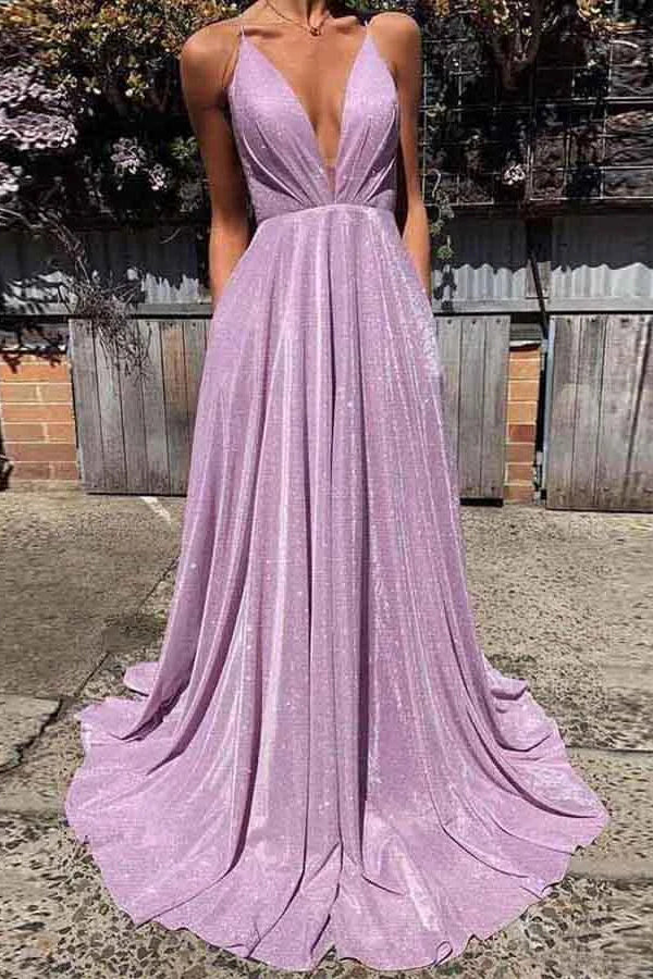 Backless Prom Dresses Spaghetti Straps A-line Sparkly Fashion Evening Dress,MP576